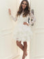 Romantic Lace Long Sleeves A-line Wedding Guest Dresses With Pleats WG003