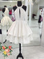 Romantic Satin Jewel Neckline Knee-length A-line Homecoming Dresses With Beadings HD012