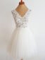 Romantic Tulle V-neck Neckline A-line Homecoming Dresses With Appliques HD127