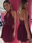 Sexy Chiffon Halter Neckline A-line Homecoming Dresses With Beaded Appliques HD071