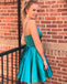 BohoProm homecoming dresses Sexy Satin Spaghetti Straps Neckline Short A-line Homecoming Dresses HD161