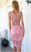 BohoProm homecoming dresses Sheath Bateau Mini Lace Appliqued Lilac Two Piece Homecoming Dresses APD2625