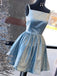 BohoProm homecoming dresses Shining Satin Square Neckline A-line Homecoming Dresses With Beadings HD049
