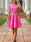 Simple Satin Jewel Neckline Cut-out A-line Homecoming Dress HD098