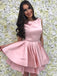 BohoProm homecoming dresses Simple Satin Jewel Neckline Short Length A-line Homecoming Dress HD001