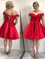 Simple Satin Off-the-shoulder Neckline A-line Homecoming Dresses HD140