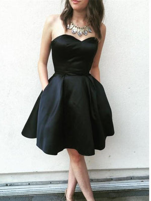 BohoProm homecoming dresses Simple Satin Sweetheart Neckline Short A-line Homecoming Dresses HD205