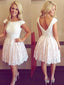 Stunning Lace Bateau Neckline Cap Sleeves A-line Homecoming Dresses With Beadings HD025