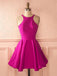 BohoProm homecoming dresses Sweet Stretch Satin Jewel Neckline Backless A-line Homecoming Dress HD042