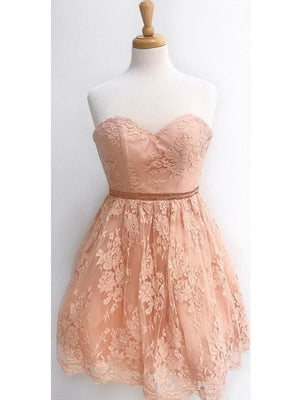 BohoProm homecoming dresses Unique Lace Sweetheart Neckline A-line Homecoming Dresses With Sequins HD007
