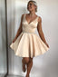 Wonderful Satin V-neck Neckline A-line Homecoming Dresses With Beadings HD145