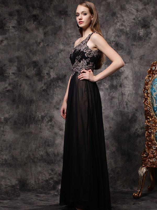 BohoProm prom dresses A-line Asymmetric Floor-Length Chiffon Appliqued Rhine Stone Prom Dress 3123