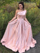 BohoProm prom dresses A-line Asymmetric Sweep Train Satin Simple Prom Dresses 2800