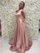 BohoProm prom dresses A-line Asymmetric Sweep Train Satin Simple Prom Dresses 2800