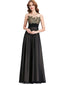 A-line Bateau Floor-Length Chiffon Vintage Prom Dresses HX0079