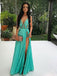 BohoProm prom dresses A-line Deep-V Floor-Length Chiffon Appliqued Sexy Prom Dresses 2782