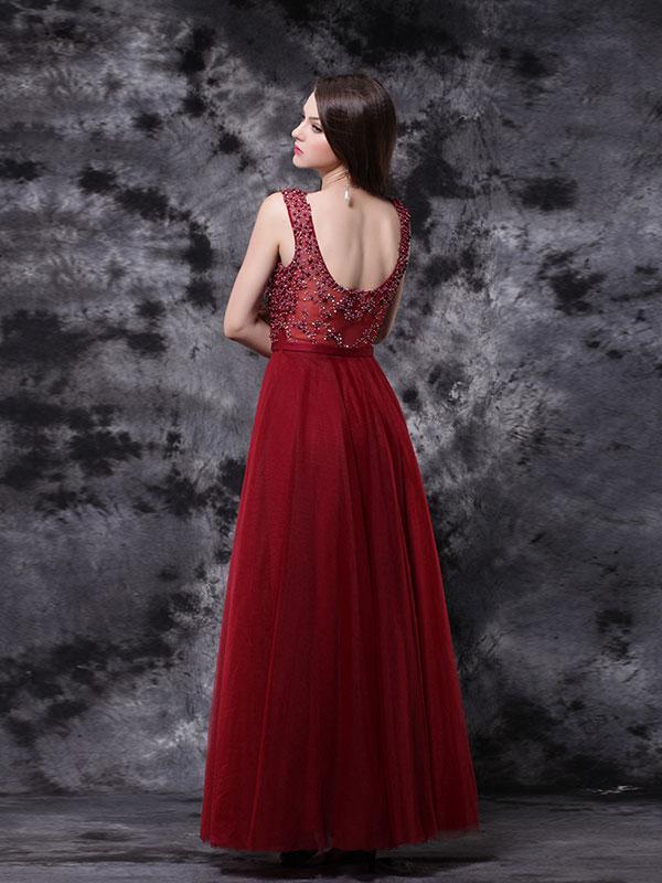 BohoProm prom dresses A-line Deep-V Floor-Length Chiffon Beaded Prom Dress 3124