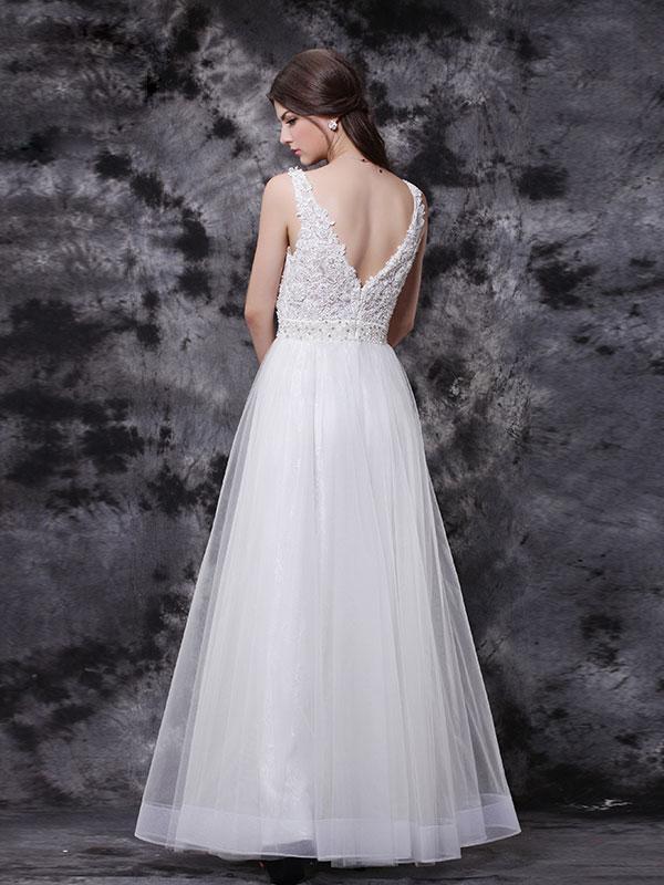 BohoProm prom dresses A-line Deep-V Floor-Length Chiffon Beaded Prom Dress 3125