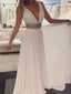 A-line Deep -V Floor-Length  Chiffon Rhinestone Open Back Evening Dresses 2796