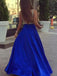 BohoProm prom dresses A-line Deep-V Floor-Length Satin Rhine Stone Prom Dress 3048