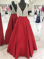 A-line Deep-V Floor-Length Satin Sequined Beaded Evening Dresses 2793