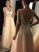 BohoProm prom dresses A-line Deep-V Floor-Length Tulle Prom Dresses With Beading HX00122