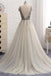 BohoProm prom dresses A-line Deep-V Sweep Train Chiffon Sequin Ivory Prom Dresses ASD26797