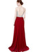 BohoProm prom dresses A-line Deep-V  Sweep Train Chiffon Sequined  Red Prom Dresses 3027