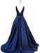 BohoProm prom dresses A-line Deep-V  Sweep Train Satin Rhine Stone Beaded Prom Dresses 3028
