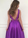 BohoProm prom dresses A-line Deep-V Sweep Train Simple Sexy Prom Dresses 2765