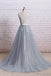 BohoProm prom dresses A-line Deep-V Sweep Train Tulle Lace Beaded Prom Dresses ABC00034