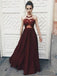 BohoProm prom dresses A-line Halter Floor-Length Satin Burgundy  Prom Dresses With Appliques HX00105