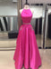 BohoProm prom dresses A-line Halter Floor-Length Satin Rhine Stone Prom Dress 3103