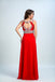 BohoProm prom dresses A-line Halter Floor-Length Satin Sequined Red Prom Dresses 2928