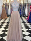 A-line Halter Floor-length Tulle Prom Dresses With Rhine Stones HX00158