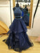 BohoProm prom dresses A-line Halter  Sweep Train Organza  Rhine Stone Prom Dresses 3035