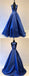 BohoProm prom dresses A-line Halter Sweep Train Satin Bow Prom Dress 3043