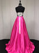 BohoProm prom dresses A-line Halter Sweep Train Satin Two Piece Lace Up Prom Dress 3042