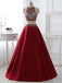 BohoProm prom dresses A-line High-Neck Floor-Length Satin Rhine Stone Two Piece  Prom Dresses ASD2503