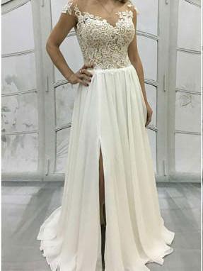 BohoProm prom dresses A-line Illusion Floor-Length Chiffon Applique Rhine Stone Prom Dresses ABC00033