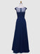 BohoProm prom dresses A-line Illusion Floor-Length Chiffon Appliqued Prom Dresses APD2617