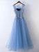 BohoProm prom dresses A-line Illusion Floor-Length Tulle Appliqued Rhine Stone Prom Dress 3113