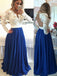 BohoProm prom dresses A-line Illusion Sweep Train Chiffon  Appliqued Beaded Prom Dress 3044