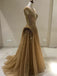 BohoProm prom dresses A-line Illusion Sweep Train Tulle Rhine Stone Prom Dresses 2798