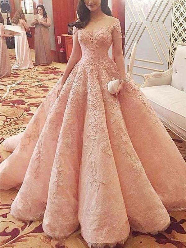 Pink Quinceanera Dresses Ball Gown Off Shoulder Lace Applique Prom Dress  Sweet16 | eBay