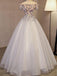 BohoProm prom dresses A-line Off-Shoulder Floor-Length Tulle Appliqued Beaded Prom Dresses ASD26981