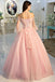 BohoProm prom dresses A-line Off-Shoulder Floor-Length Tulle Appliqued Pink Prom Dresses HX0042