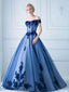 Ball Gown Off-Shoulder Sweep Train Tulle Appliqued Quinceanera Dresses 3040