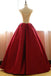 BohoProm prom dresses A-line Scoop-Neck Floor-length Satin Red Prom Dresses With Appliques HX00155