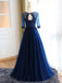 BohoProm prom dresses A-line  Scoop Neck  Floor-Length Tulle Appliqued Prom Dresses 2874